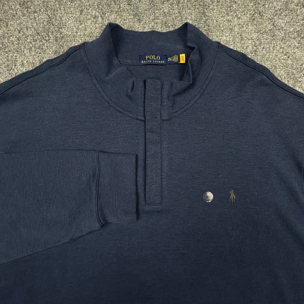 Polo Ralph Lauren Pullover Mens 4XLT Navy Blue Mock Neck Quarter Zip Sweatshirt